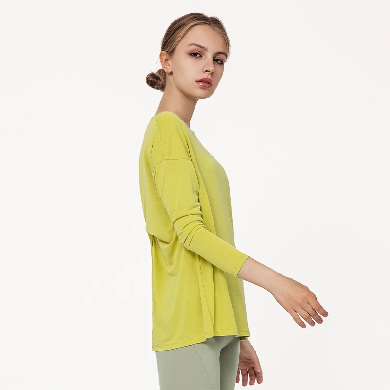 Private Label Long Sleeve Athletic Wear Fitness Loose Recycled Organic Yoga Clothing for Women