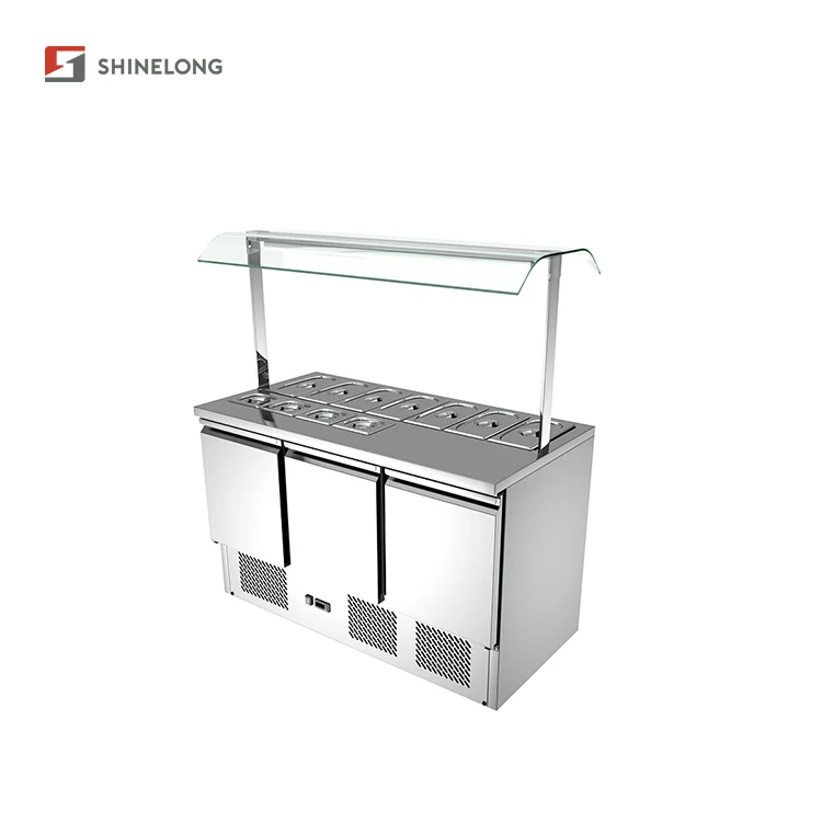 Commercial Salad Prep Table Refrigerator Commercial 3 Doors Salad Bar Countertop Refrigerator Subway Restaurant Equipment