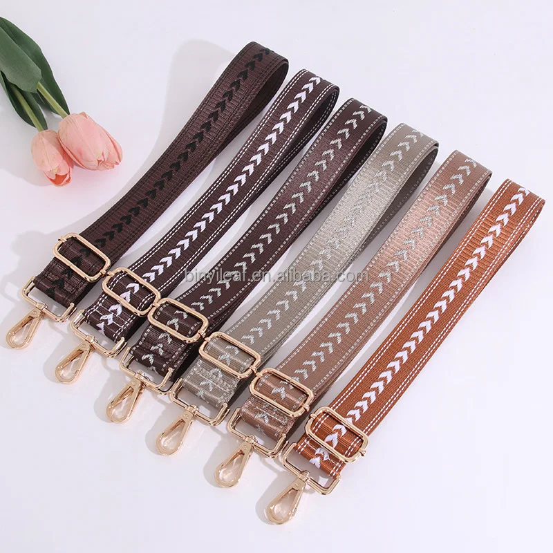 3.8CM Wide New Arrival Polyester Nylon Jacquard Woven Belt Cross Body Braided Bag Strap Adjustable Shoulder Straps For Women Bag
