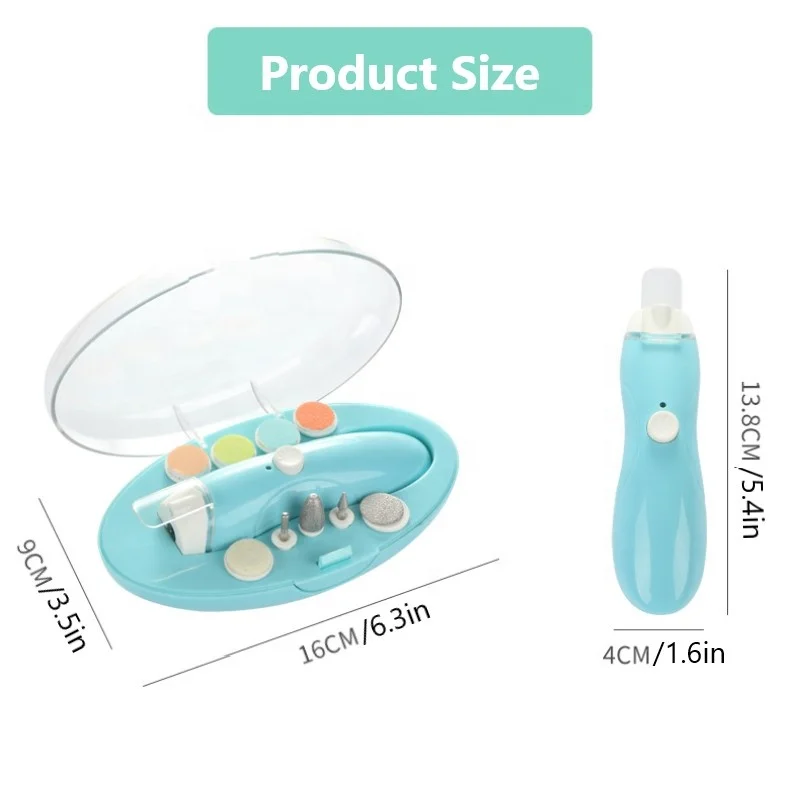 Wholesale electric baby nail clipper safe kids nail cutter usb charge LED light baby nail trimmer kit