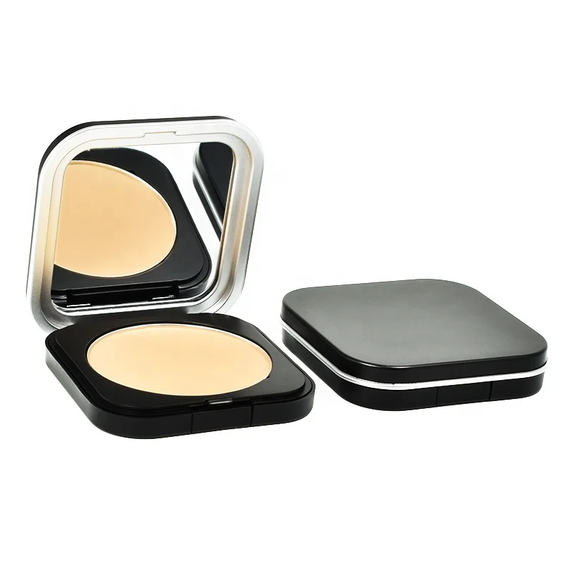 Custom New Square Face Powder Palette Private Label Makeup Black Pressed Compact Foundation Powder