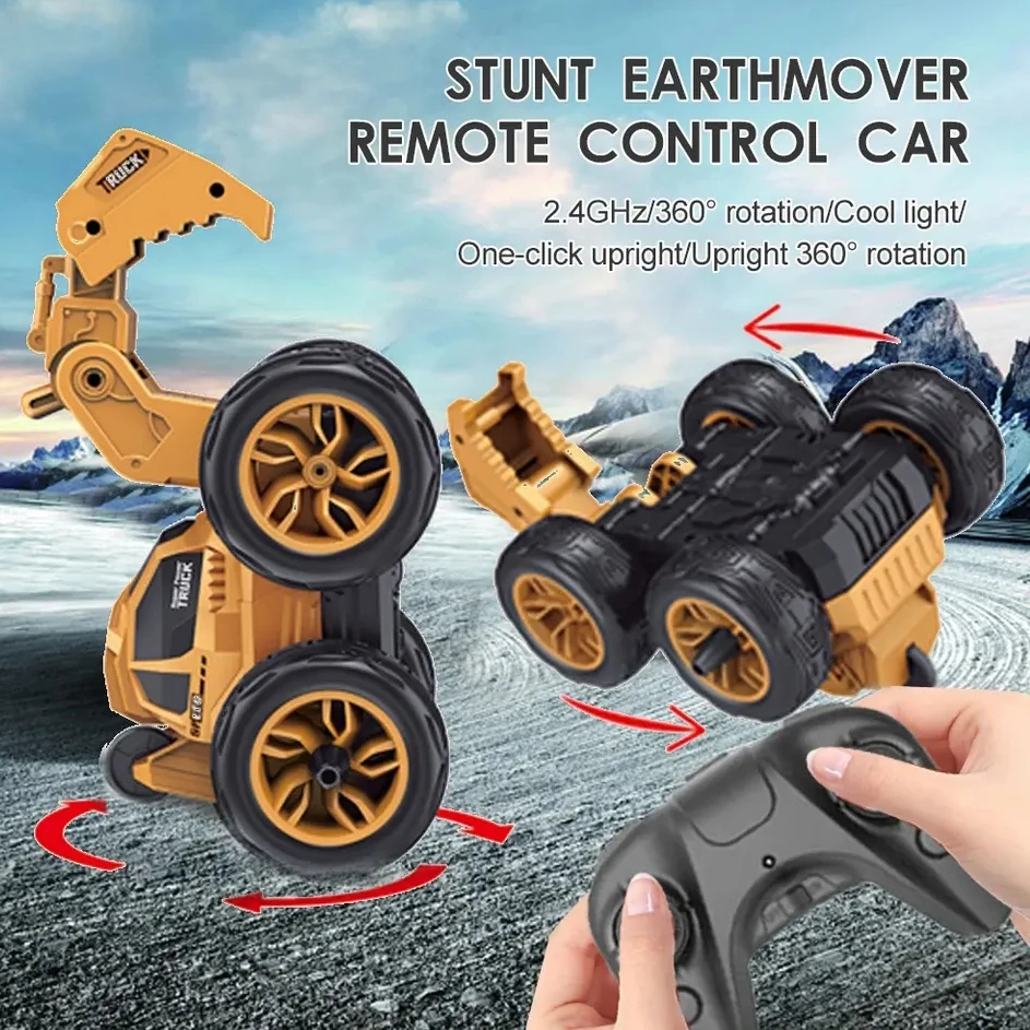 2023 New Kids Rc Excavator Toy Spinning Stunt High Speed Off-road Vehicle 2.4g Remote Control Stunt Car