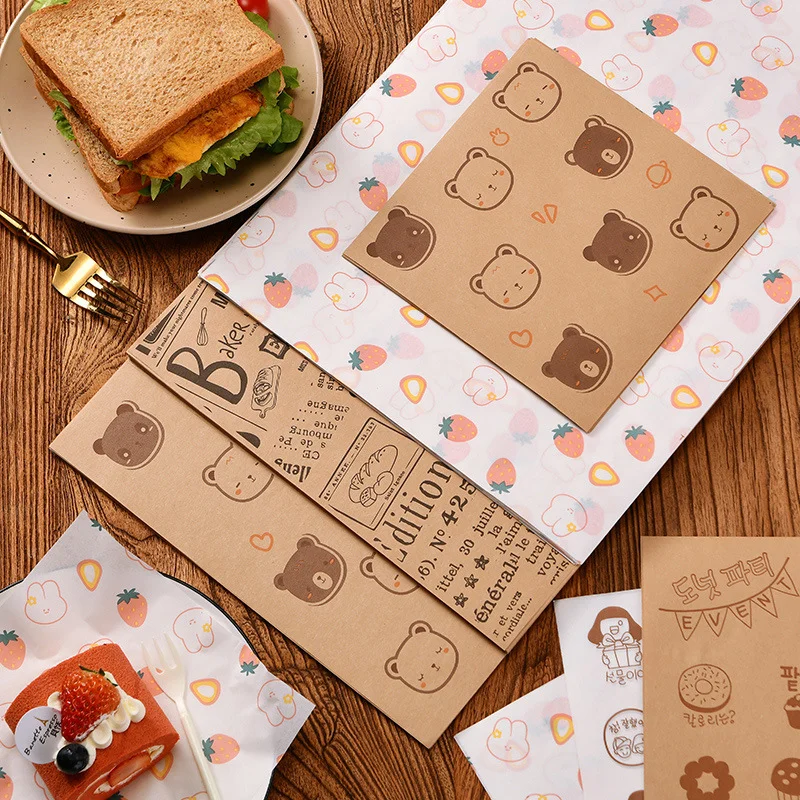 Custom logo food-grade hamburger oil-proof paper Deli packaging grease proof wrap paper fries fast food Greaseproof Paper