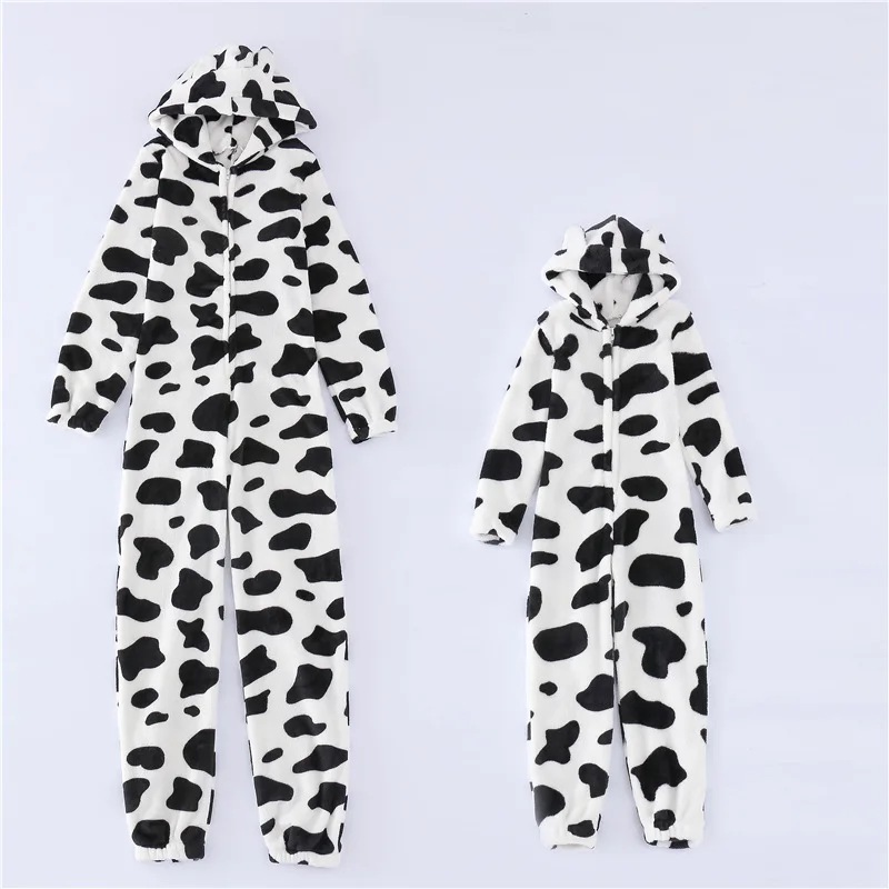 
Plush thick plus size jumpsuit hooded pajamas parent-child home sleepwear 