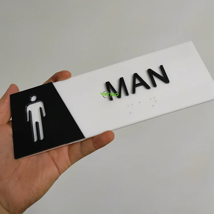 YIYAO acrylic 3d toilet ada braille signage for restaurant