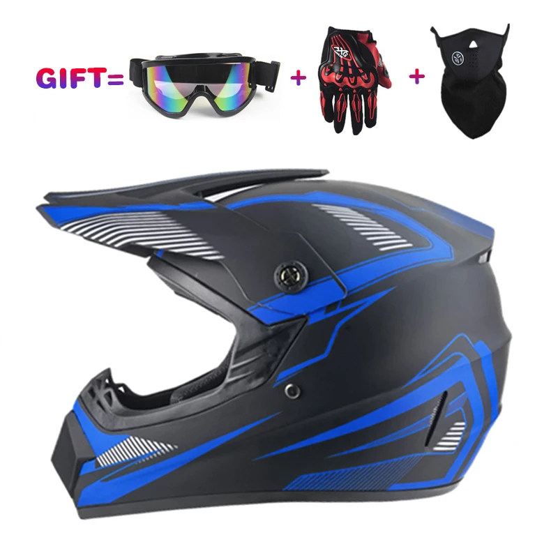 Comfortable Full Face Head Protection ABS Shell Material Downhill Helmet Hill Motor Helmet With Glasses Mask Gloves Gifts