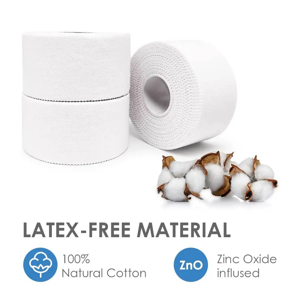 Very Strong Easy Tear No Sticky White Athletic Sports Tape for Athlete & Sport Trainers & First Aid Injury Wrap