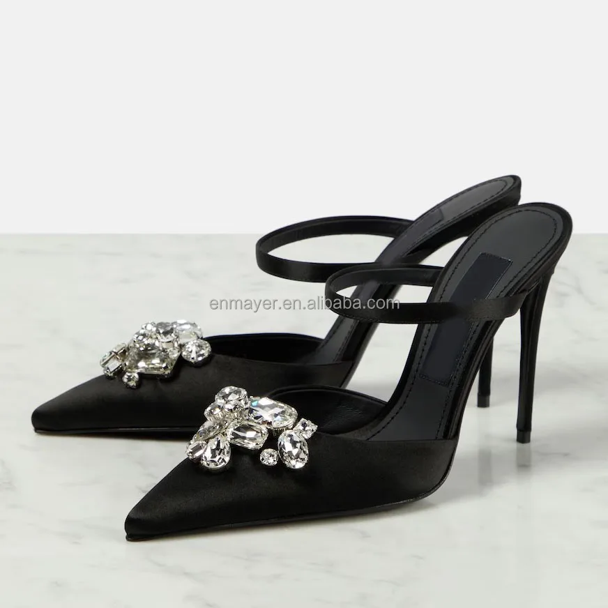 ENMAYER Sexy Bling Bling Super Diamond Heeled Sandals Fashionable Pointed Toe Shoes Women High Heel Pumps