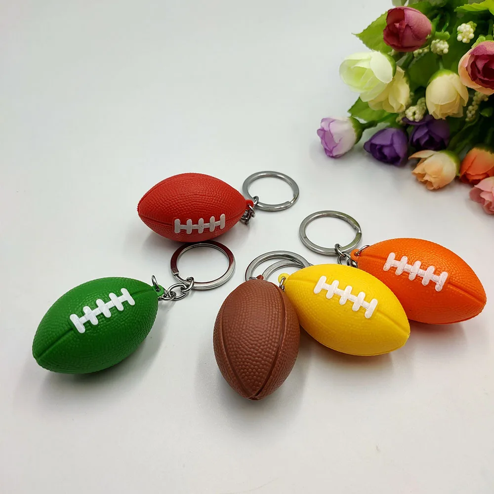Rugby Balls Keychain Sports Gift Team Souvenir Key Chain Pendant Ellipsoidal Small Rugby Gift For Bags Fans Kids Player Backpack