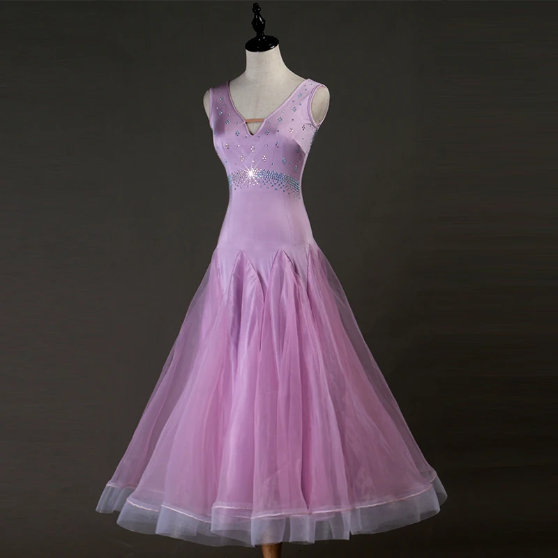 MQ109  Factory International Standard Competition pink Ballroom Dance Dress