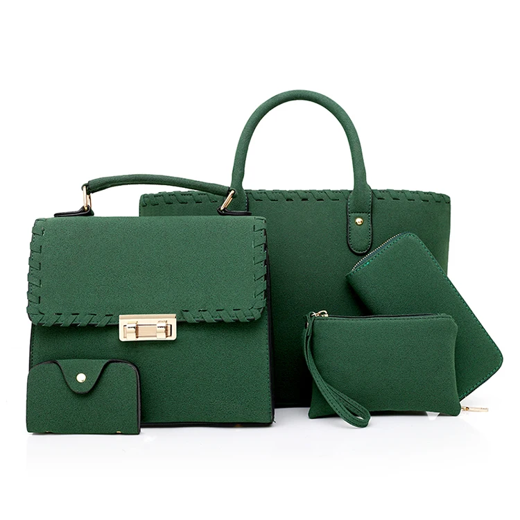 Oem Low 5 Price Handbags Sets Wholesale Soild Color High Quality Luxury Designers Women Tote Bag Handbag Set