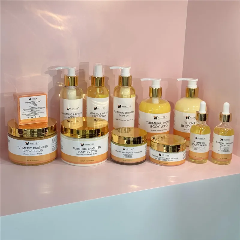 Turmeric Skin care Set Anti Acne Dark Spot Whitening Private Label Soap Serum Scrub Cream Facial Wash face Skin Care Set