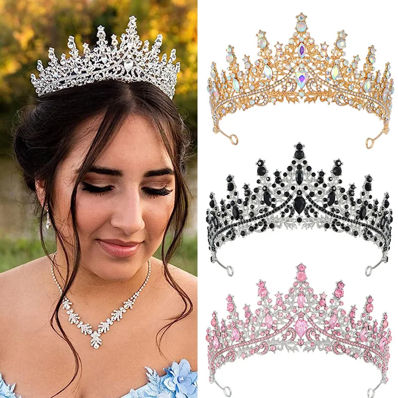 Women Crystal Ladies Party Wedding Pageant Rhinestone Tiara Crown Luxury Silver Princess Crown