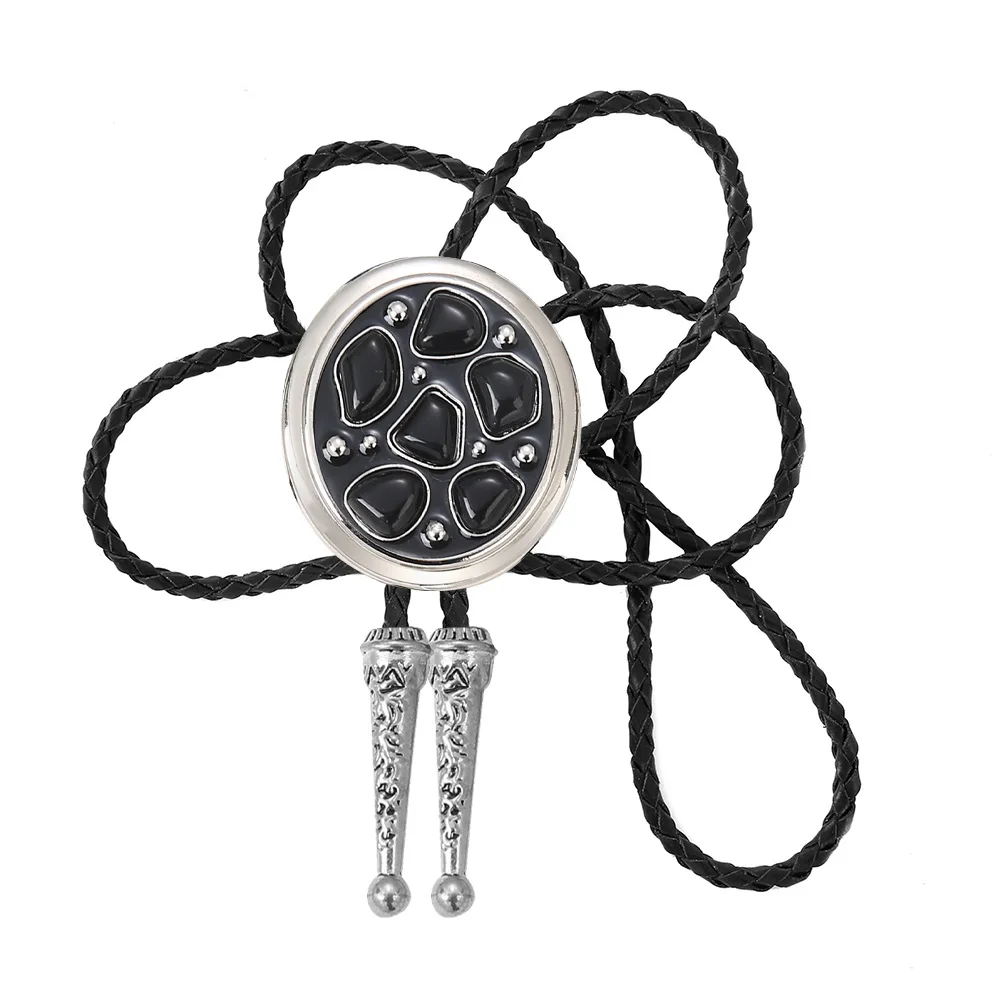 New Product Launch Hip Hop West Cowboy Blue Turquoise Alloy Dermis Rope Clothing Accessories Men Bolo Tie Pendant Necklace