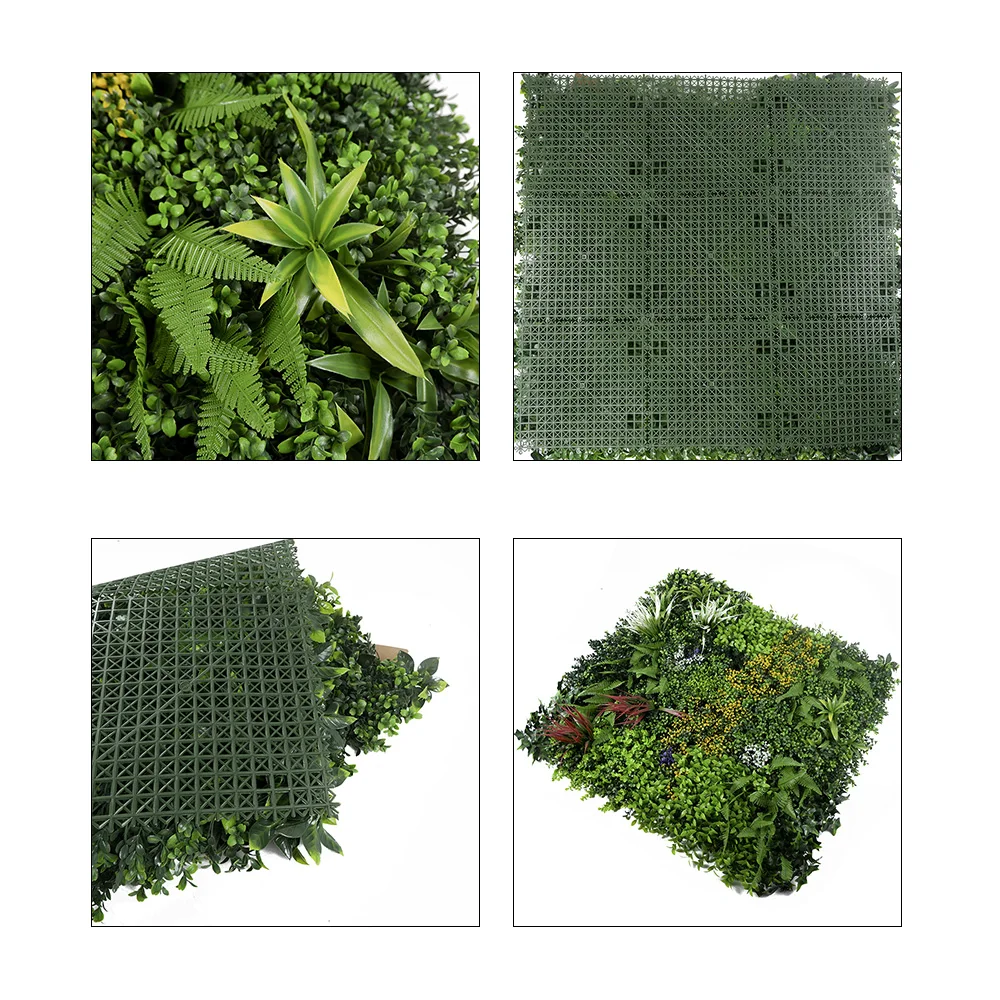 wholesale 100*100cm vertical garden artificial grass green panel plastic wall hedge for privacy garden