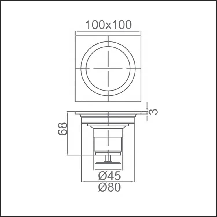 Luxury 4 inch square design hotel copper gold plated floor drain with strainer