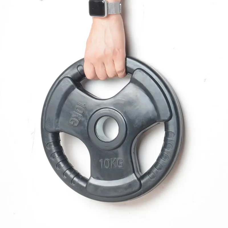 Custom Rubber Weight Stack Plates Three Hole Bumper Barbell Weight Plates