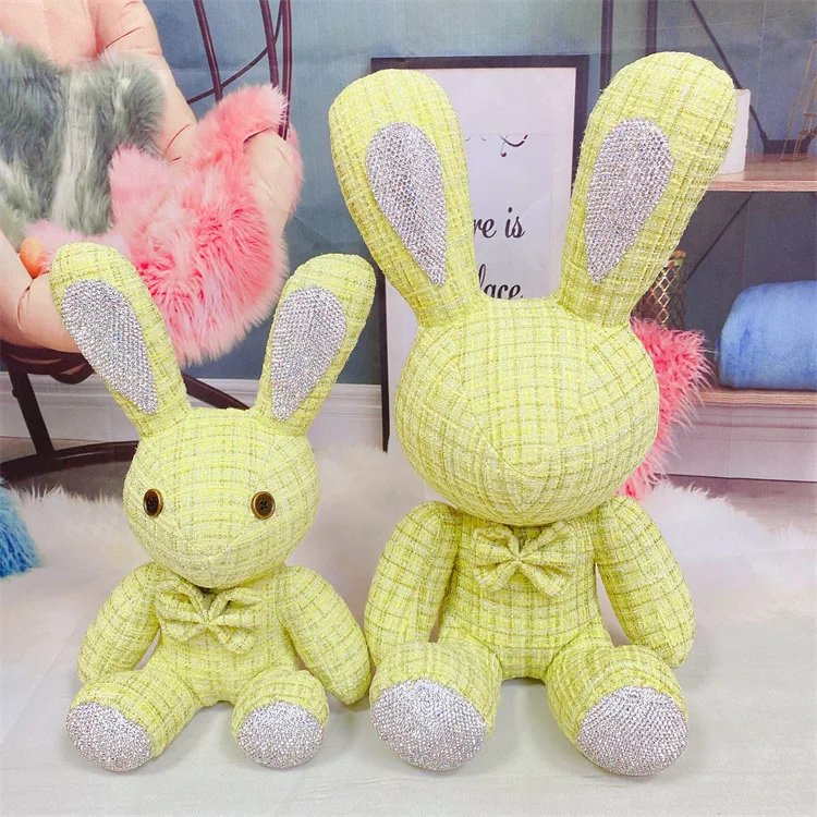 Rabbit Bunny Birthday Gift Party Easter Decoration Cute Little White PU Leather Rabbit Plush Toys