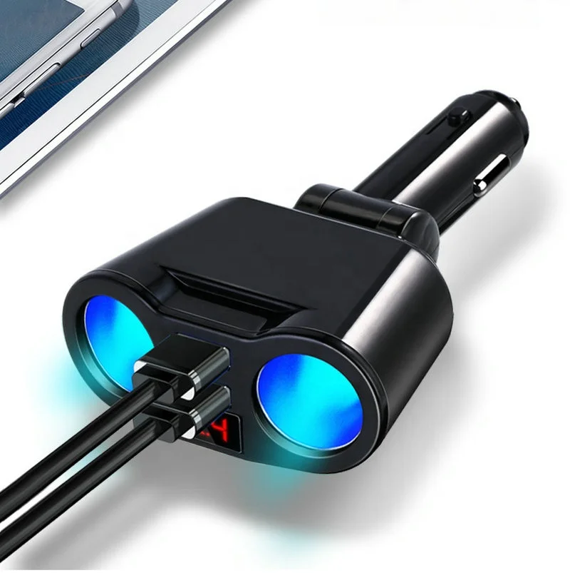 2022 Hot Sell 15W Power Quick Charging Car Charger Cigarette Lighter Multiple Port Car Charger With LED Dual USB Display