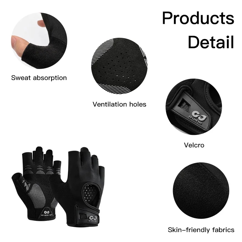 GOLOVEJOY XG86 Sports Anti Slip Breathable Half Finger Short Riding Cycling Gloves For Women Men Sports Gloves