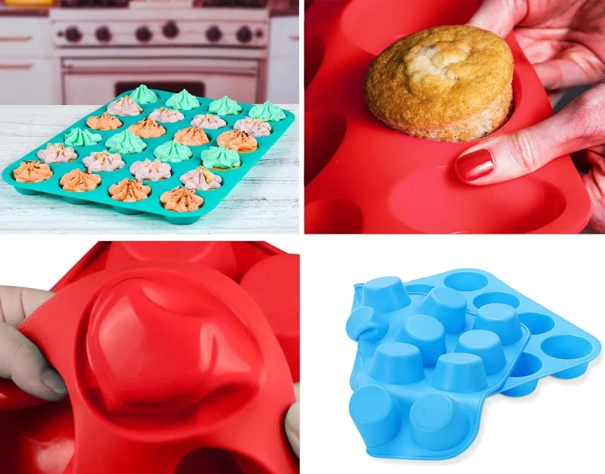 Mini Muffin &Cupcake Set, Nonstick Silicone Baking Pan, BPA Free and Dishwasher Safe Great for Making Muffin Cakes, Tart Bread