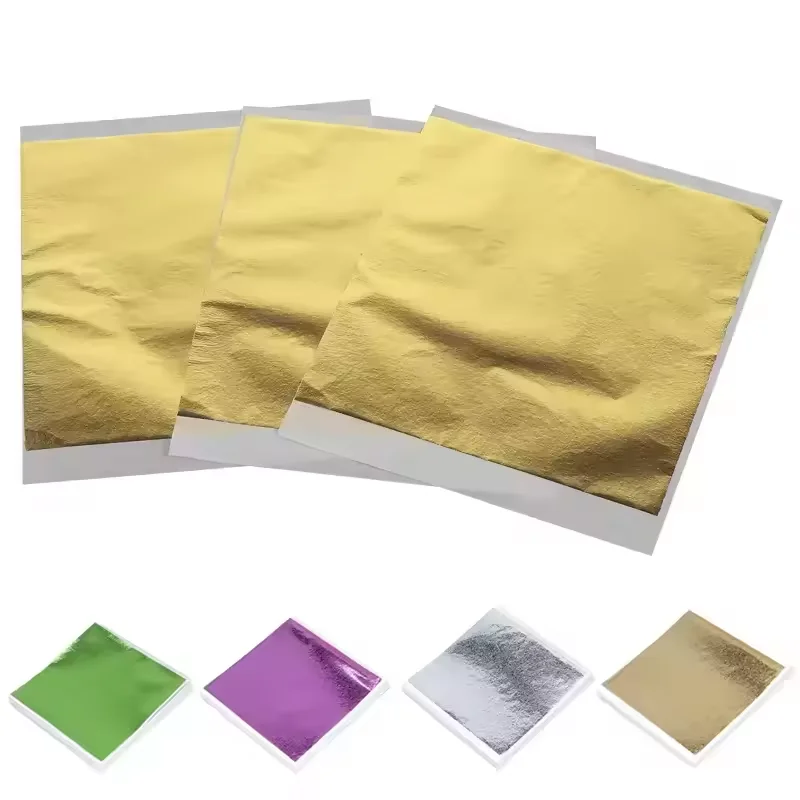 Factory Supplier High Quality 9Cm Taiwan Imitation Gold Leaf Foil Sheets Wholesale Price Gold Leaf Sheets For Decor
