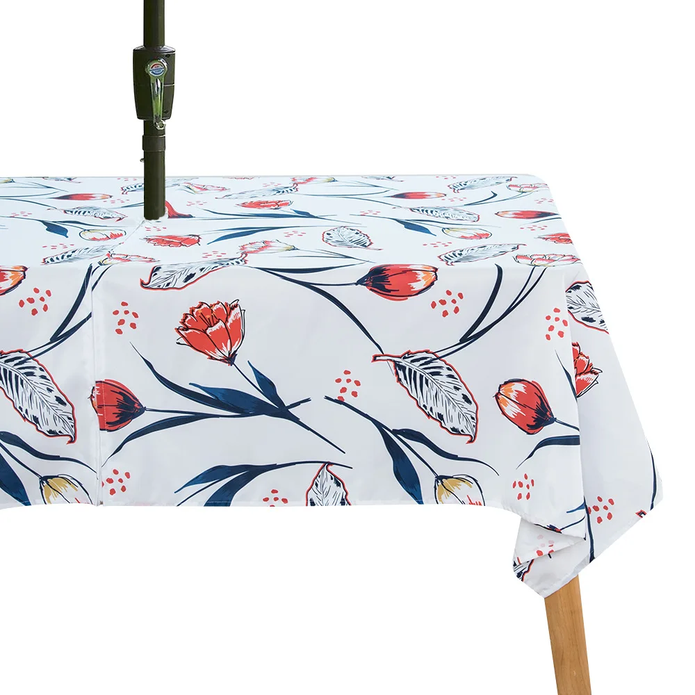 Digital printing outdoor with umbrella hole zipper custom waterproof table cloth beach umbrella table cloth factory direct sales