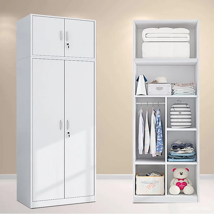 2 Door PANEL Locker Steel Metal Wardrobe Clothes Cabinet iron bedroom furniture