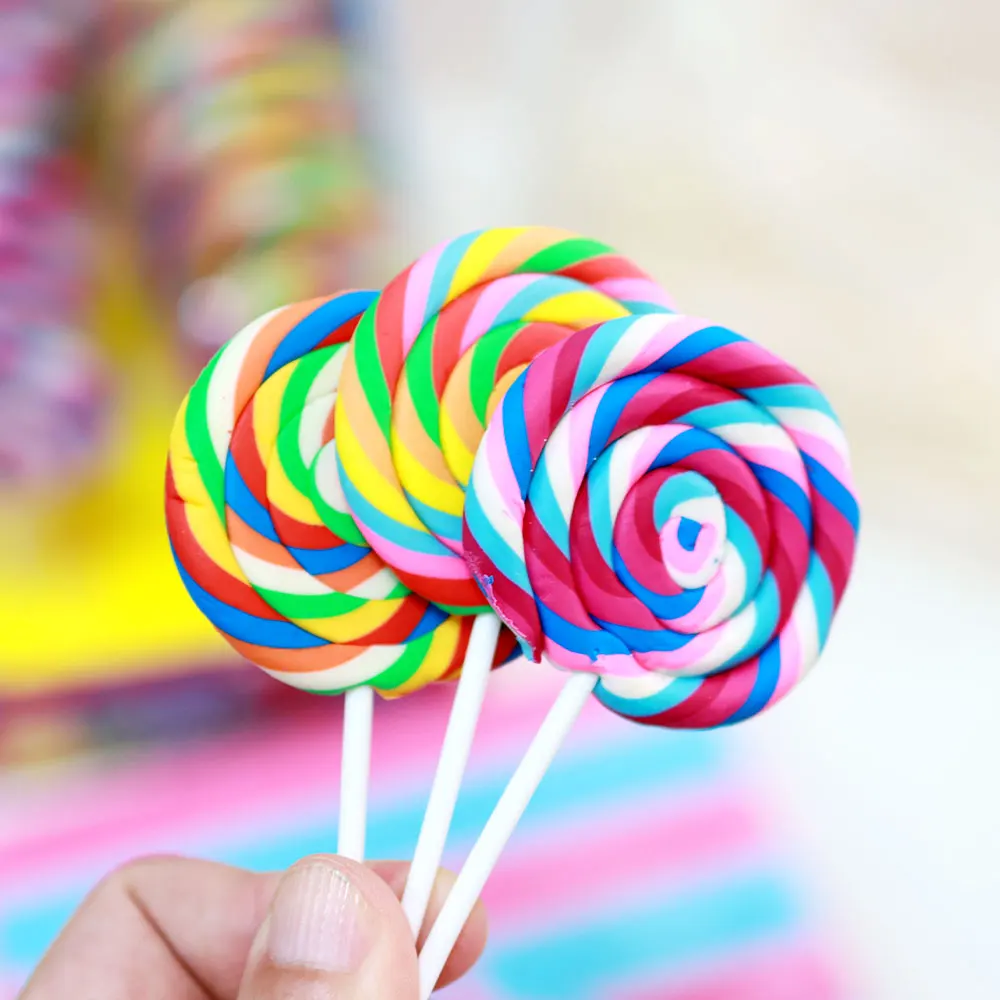 Colorful lollipop Stock hot product Colored candy eraser Environmental protection tpr material factory Student stationery