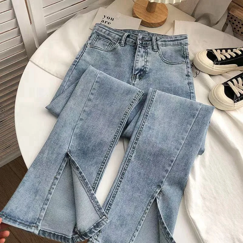ZHEZHE Hot Sell Latest Design Stretchy Denim Jeans Women Flared Pants Fashionable Casual Trouser Street Wear