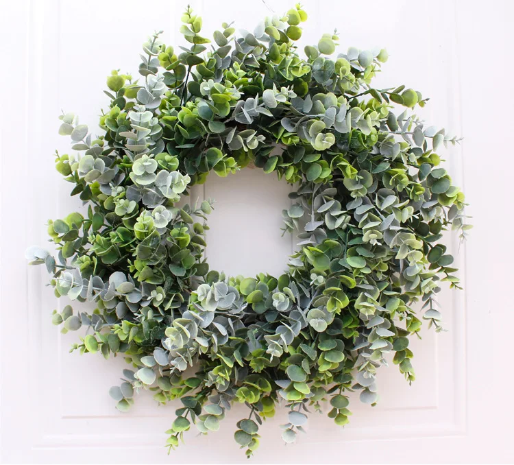 Wholesale grapevine wreaths artificial leaves green christmas door wreaths Eucalyptus Wreaths For front door