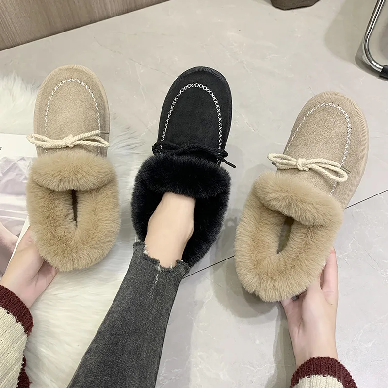 2023 Women Winter Boots Warm Plush Velvet Ankle Snow Boots Lace Up Soft Winter Sneakers Comfortable Cotton Shoes For Women
