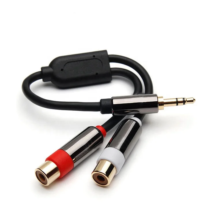 Aluminum Shell 3.5mm male to 2-Female RCA Stereo Audio for Home Theater