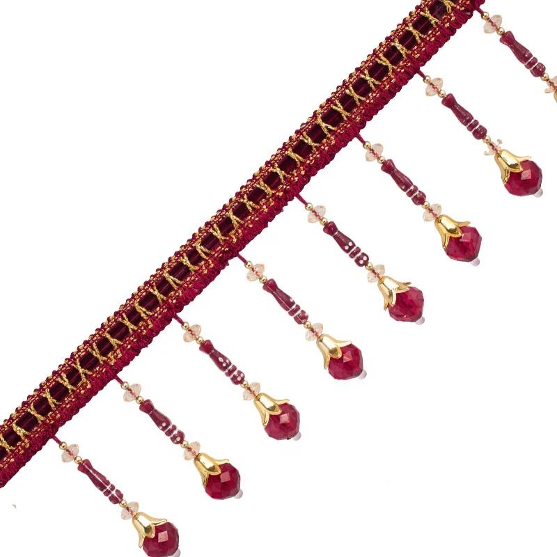 
A-113 Acrylic beaded curtain fringe trimming, enough stock curtain accessories 