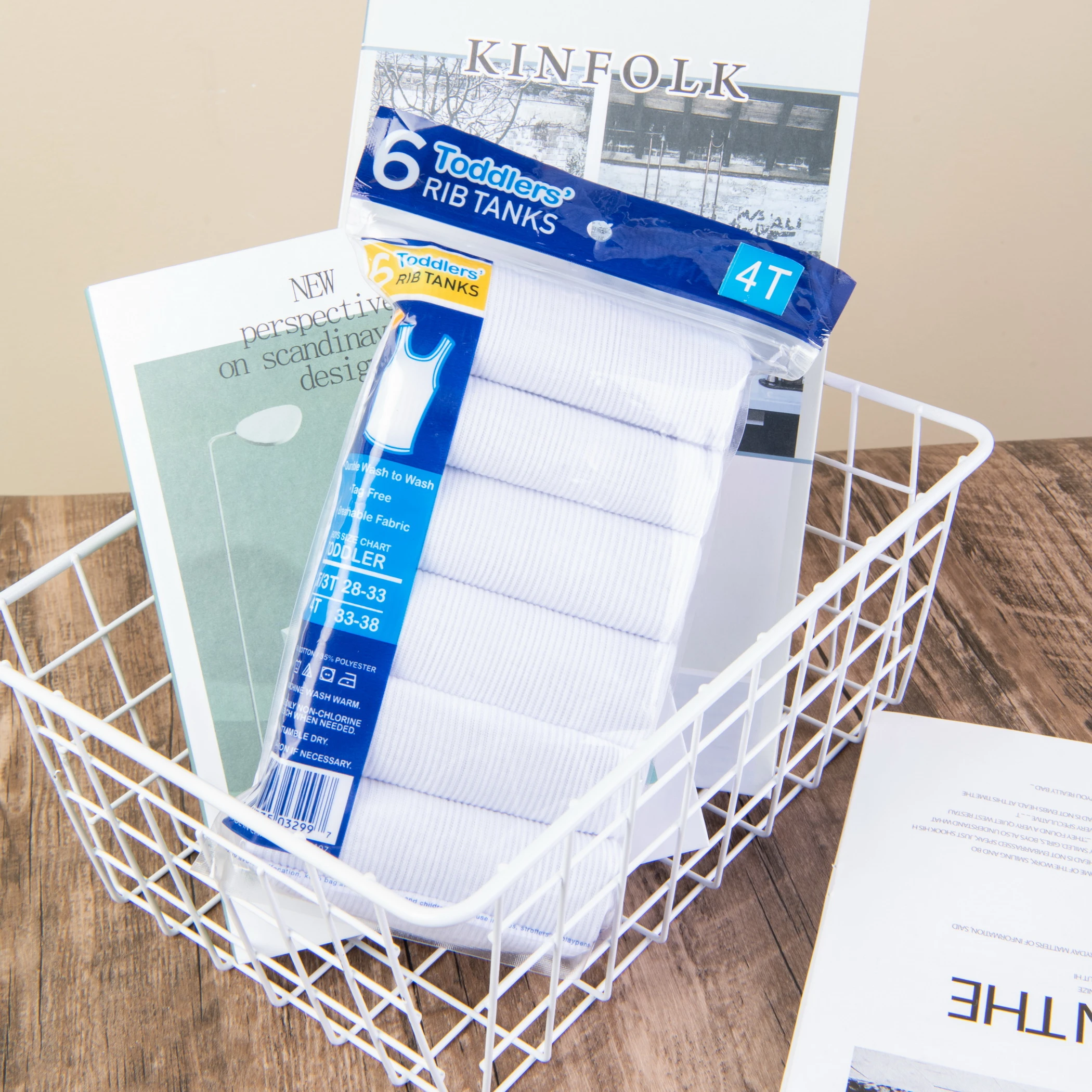 
2021 Hot Selling Toddler Sleeveless Plain White Ribbed Knit Tank Top 6 piece pack Baby Singlets 2752TT02 