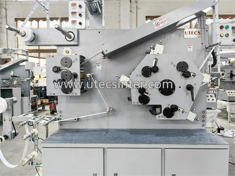 UGS42 Multiple Color Automatic Fabric barcode label Flexo Printer, Garment Organza Grosgrain cotton ribbon Printing Machine