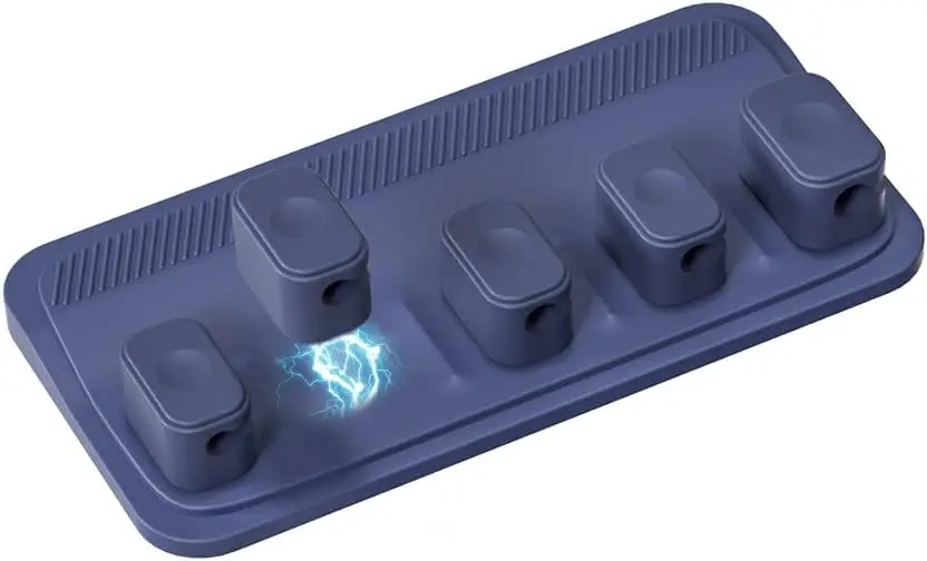 Desktop Multipurpose Cord Keeper 5 Clips for 3 in 1 Cables Sticks Wood Marble Metal Glass Cord Management Magnetic Cable Holder