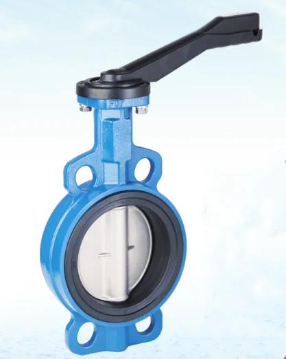 pneumatic wafer type concentric Butterfly valve with ISO mounting pad stainless steel material with handle lever or gear worm