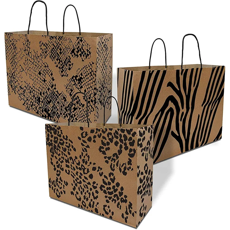 White Black Paper Bag With Logo, Recycled Brown Kraft Paper Bags With Handle, Custom Kraft Paper Shopping Bag With Your Own Logo