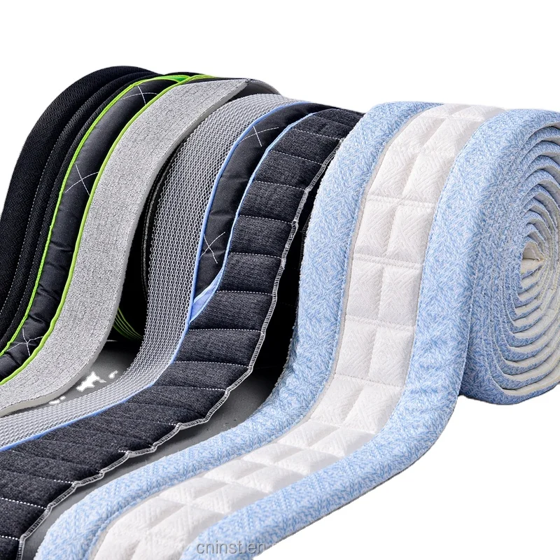 New Design Embossed and Embroidered Logo Mattress Border Fabric for Thin Thick Mattress