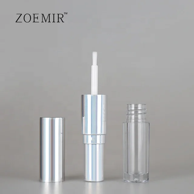 Dual lipstick lip gloss bottle,Holographic dual ended sponge applicator lip gloss,lip liner and lip gloss double sided