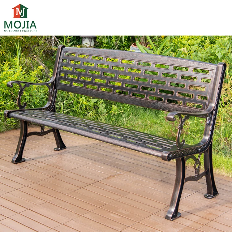 
Anti-rust waterproof durable metal outdoor decorative cast aluminum garden furniture park bench 