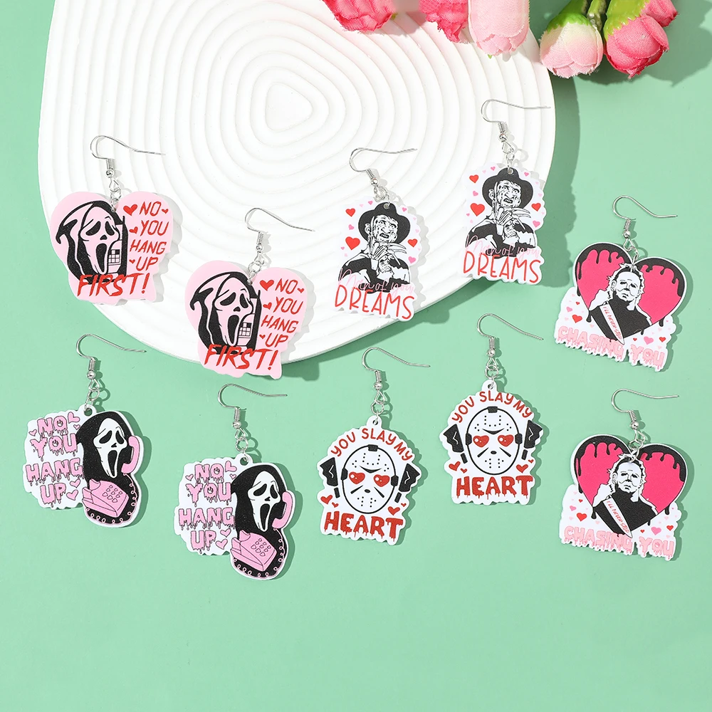 Wholesale Horror Movie Character Earring Cosplay Accessories Horror Style Acrylic Ear Clip For Friends Gifts