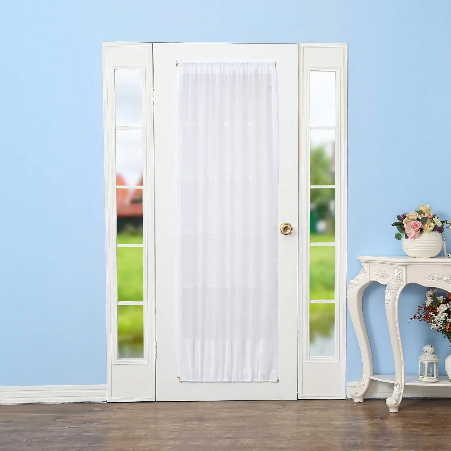 Доставка в США, оптовая продажа, белые прозрачные Занавески Из вуали с 2 панелями на французскую дверь для гостиной (2 панели)