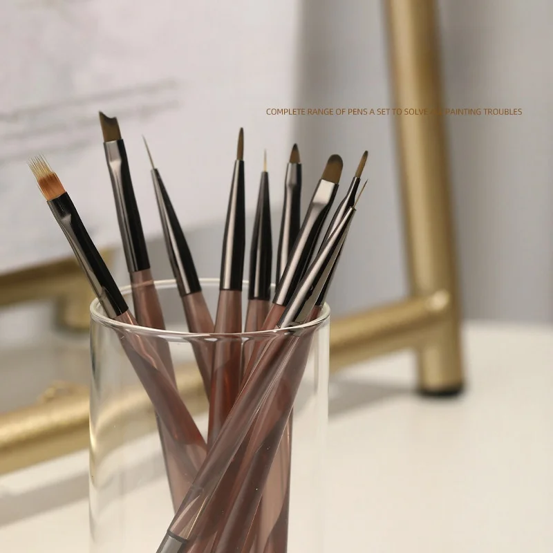 Best-selling nail special brush set high quality fiber hair light therapy drawing line brush acrylic brush rod nail tools