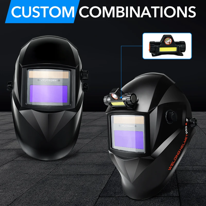 TRQ Welding helmets can be customized LED headlights