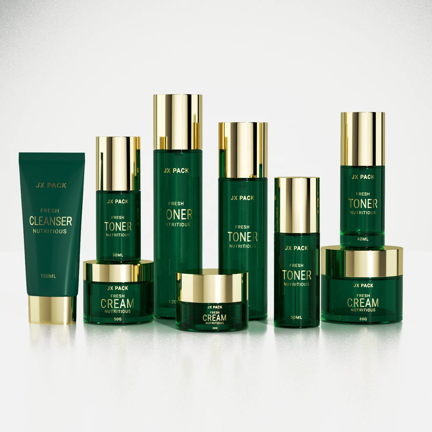 30ml 40ml 60ml 100ml 120ml custom luxury pink cosmetic glass packaging bottle set cream jar packaging lotion toner container