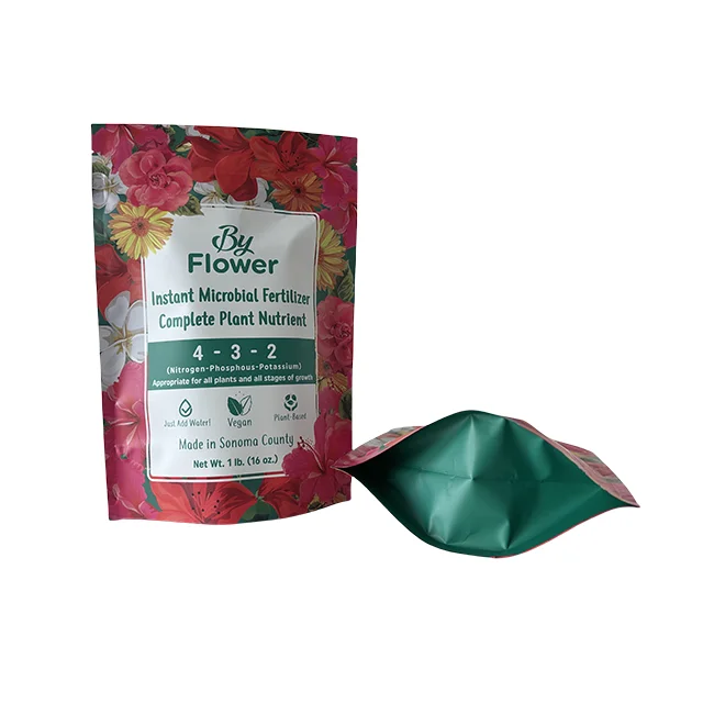 High Quality Doypack Aluminum Foil Pouch Packaging Stand Up Soluable Microbes Fertilizer  For Flower Bags Custom Plastic Bag