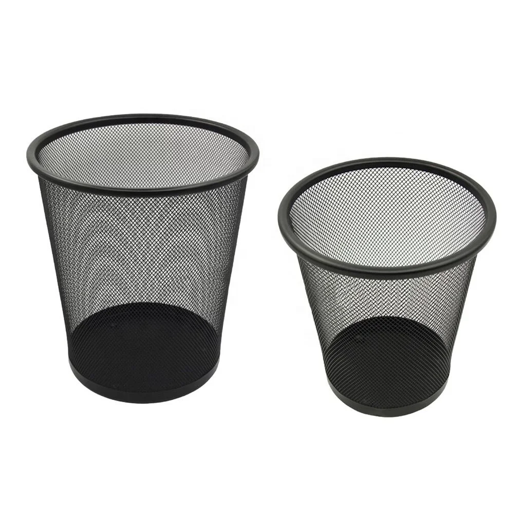 Household Office Waste Paper Basket Iron Wire Trash Can Mesh Waste Paper Bin