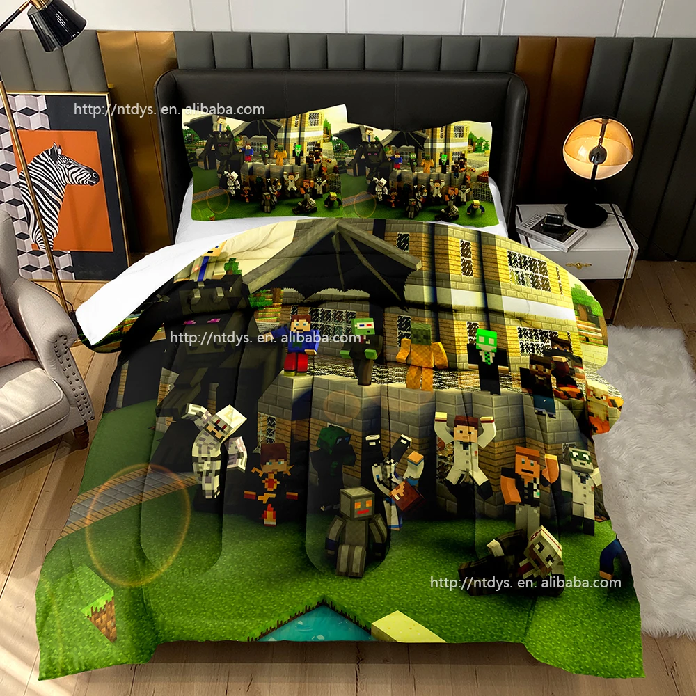 Wholesale Factory 3D my world LEGO print four seasons washable fluffy quilt